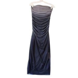 Micas Gray Ruching Dressy Silky‎ Midi Dress Women Size Medium NWT